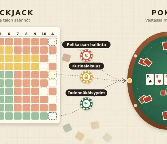 Soveltuvatko blackjackin strategiat pokeriin?